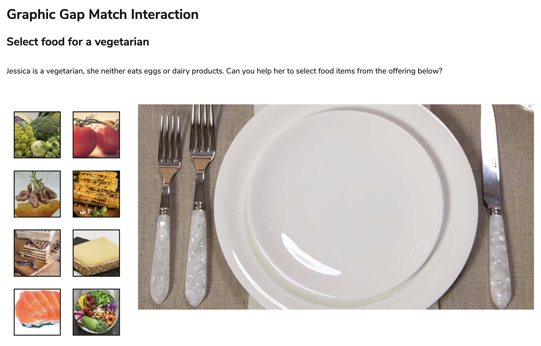 Graphic gap match interaction in TAO
